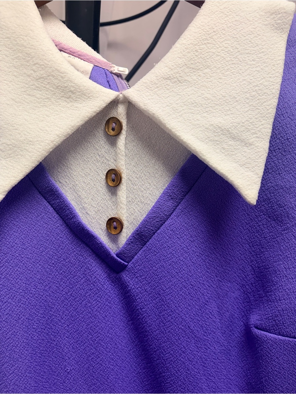 Vintage purple checked 60s overlay dress - Picture 2 of 5
